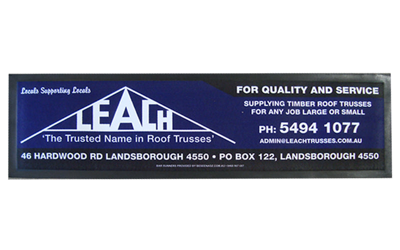 Full product image of a bar mat used to promote a trade service and is a cost effective marketing tool..