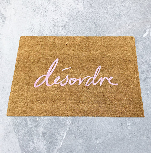 Full product image of Coir Embossed Logo Mat with Pink Embossed Logo