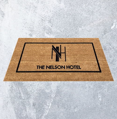 Full product image of Coir Embossed Logo Mat with Black Embossed Logo for Hotel
