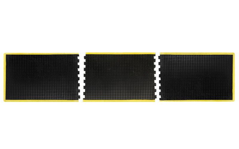 Three interconnecting pieces used to make a longer custom sized mat for your area which slot together like a puzzle