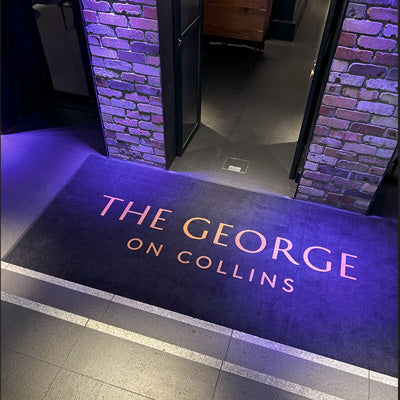 Insitu product image of PrintPlush Logo Mat for The George on Collins Restaurant entrance