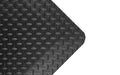 Corner image of the black made to measure safety alert spongecote with bevelled edges.