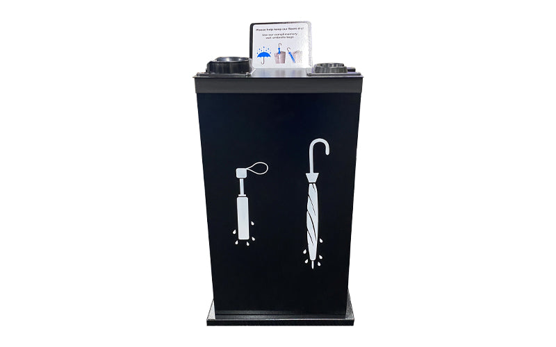 Image of front of black umbrella bagger