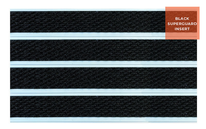 Product shot of Aluminium Architectural Mat with Black Superguard Inserts for commercial buildings