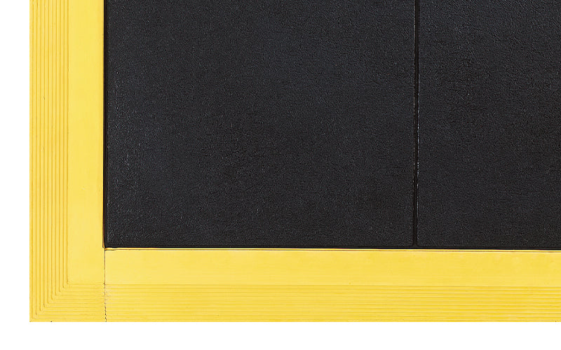 Corner product image of yellow rubber ramps for 24/Seven Interlocking Rubber Mats - Solid