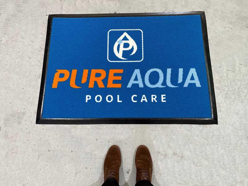 Full product image of polypropylene, royal blue base Superguard Logo Inlay Mat for business