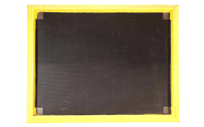 Full product image of rubber, black and yellow Sanitising Foot Bath used to disinfect shoes